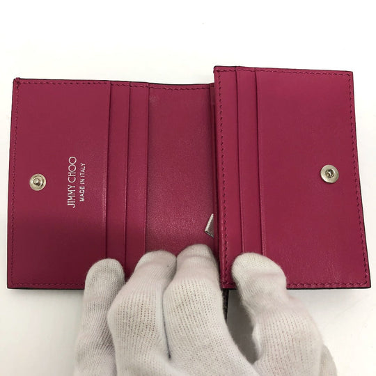 JIMMY CHOO Folded wallet 112274 leather pink HANNE Women Used Authentic