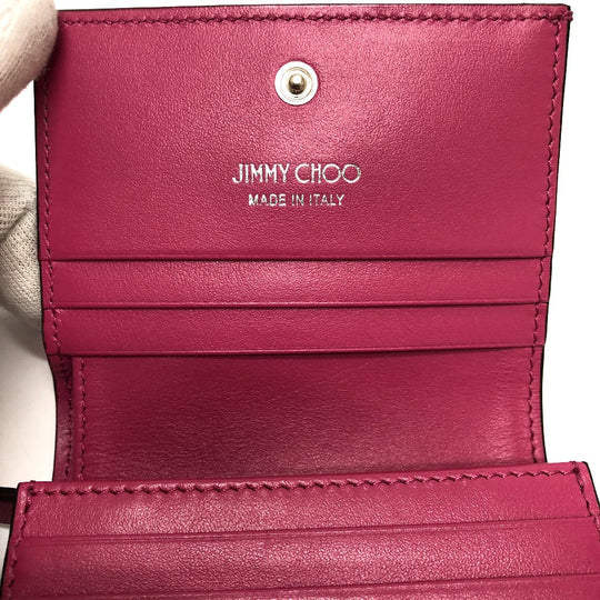 JIMMY CHOO Folded wallet 112274 leather pink HANNE Women Used Authentic