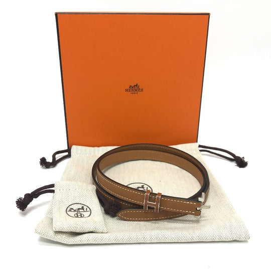 HERMES belt Epsom Brown Belt "Pop H" 15 Women 80 Used Authentic