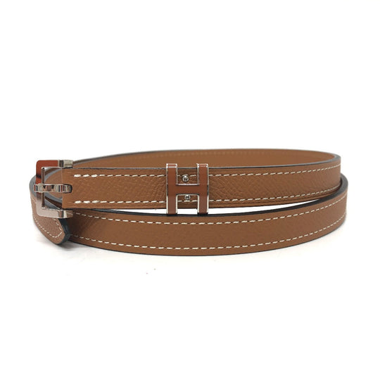 HERMES belt Epsom Brown Belt "Pop H" 15 Women 80 Used Authentic