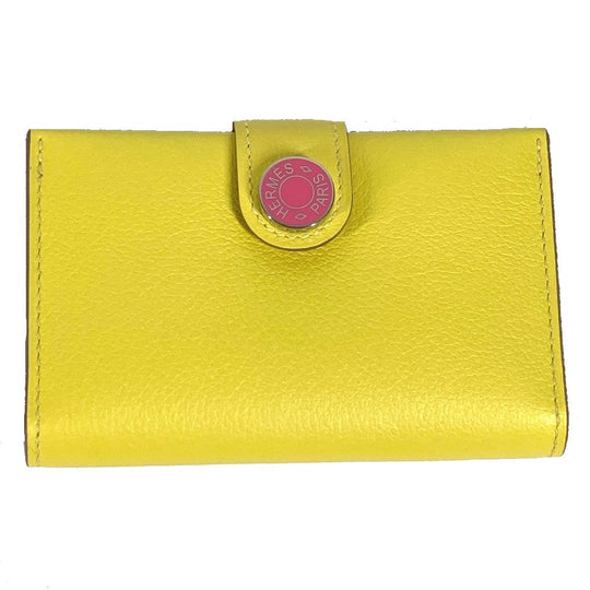 HERMES Card Case Leather, Evercolor yellow By color R.M.S Women Used Authentic