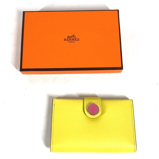 HERMES Card Case Leather, Evercolor yellow By color R.M.S Women Used Authentic
