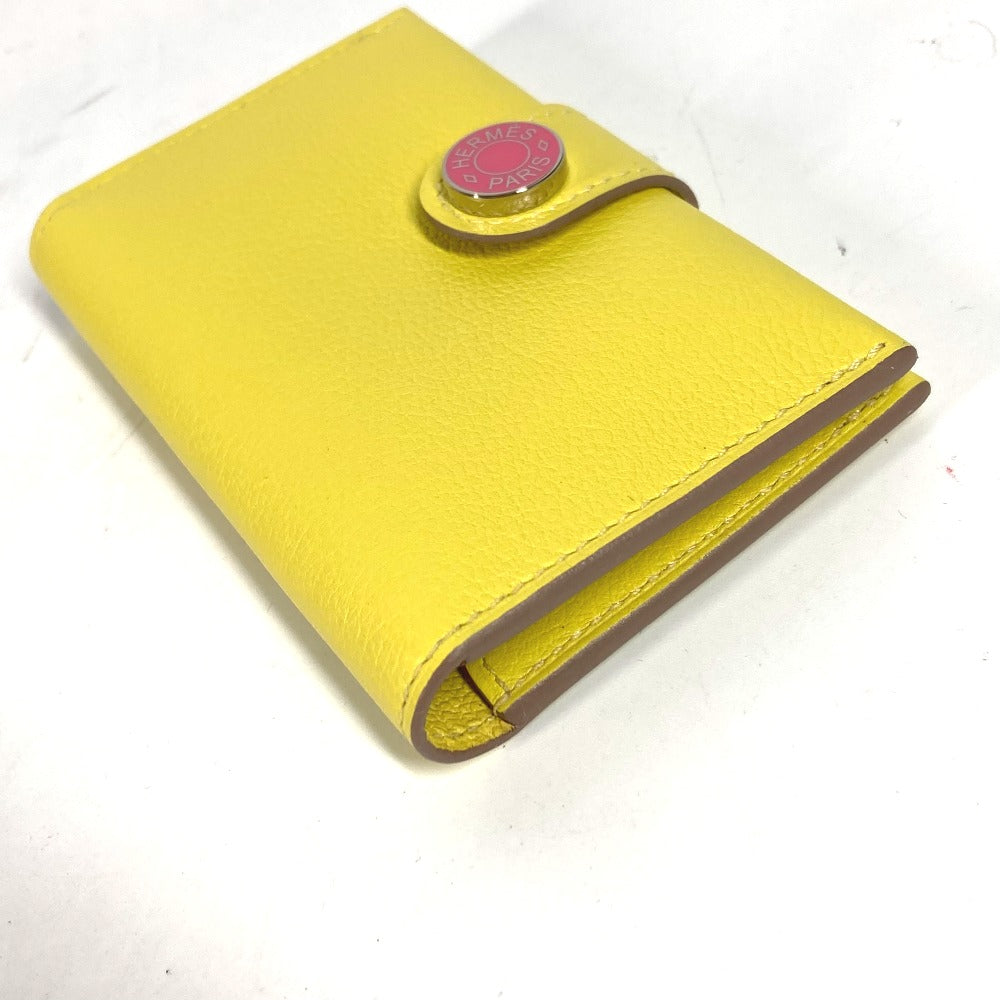 HERMES Card Case Leather, Evercolor yellow By color R.M.S Women Used Authentic