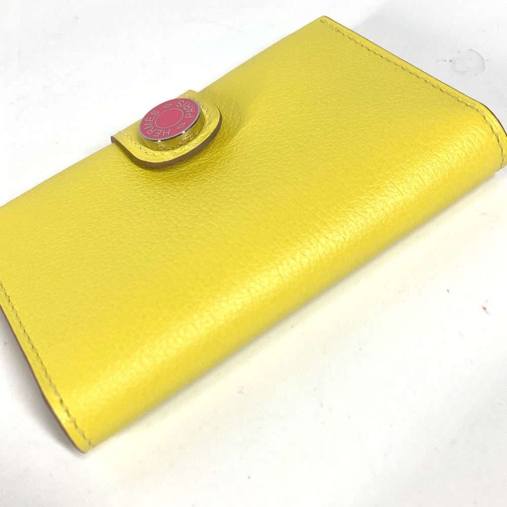 HERMES Card Case Leather, Evercolor yellow By color R.M.S Women Used Authentic