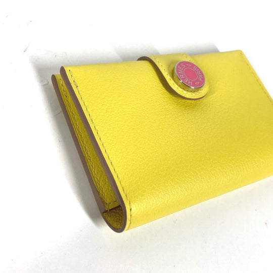 HERMES Card Case Leather, Evercolor yellow By color R.M.S Women Used Authentic
