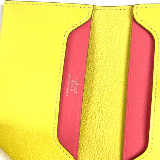 HERMES Card Case Leather, Evercolor yellow By color R.M.S Women Used Authentic