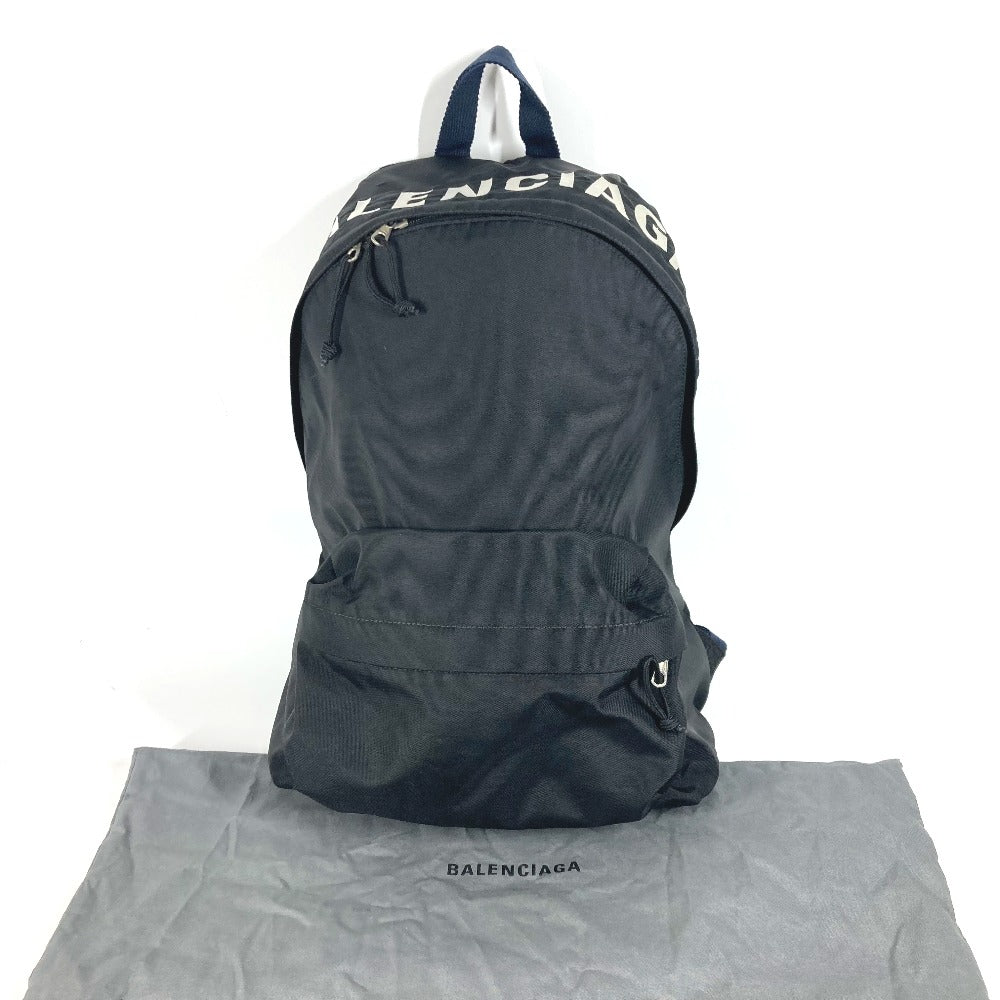 BALENCIAGA Backpack 507460 Nylon black By color Wheel logo mens Used Authentic