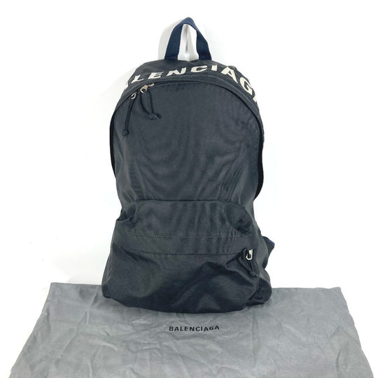 BALENCIAGA Backpack 507460 Nylon black By color Wheel logo mens Used Authentic