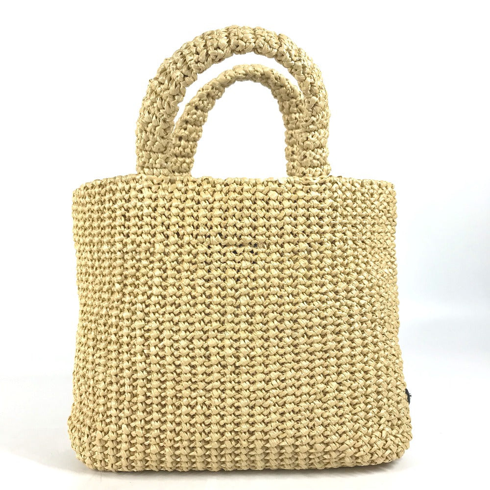 PRADA Handbag 1BG422 Raffia beige Basket Bag Straw Bag Crochet triangle logo triangle small lettering logo