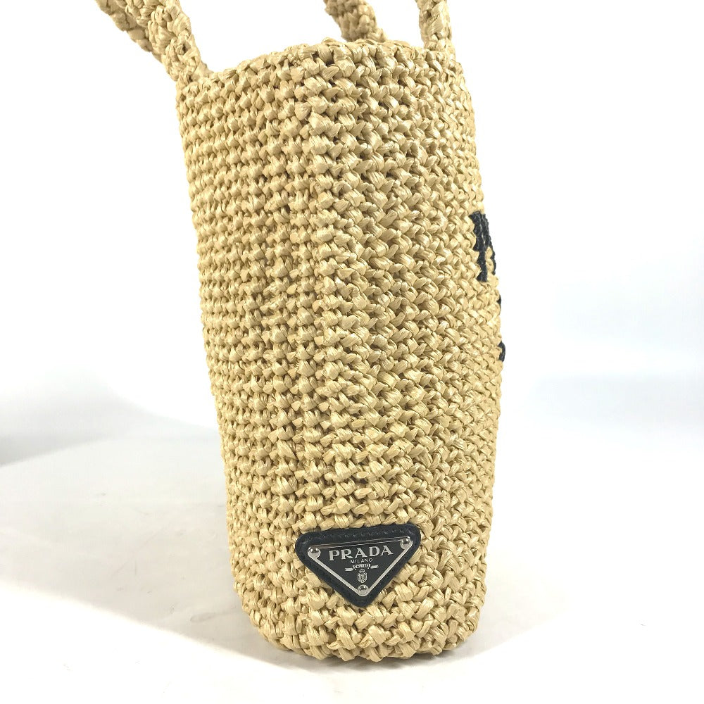 PRADA Handbag 1BG422 Raffia beige Basket Bag Straw Bag Crochet triangle logo triangle small lettering logo