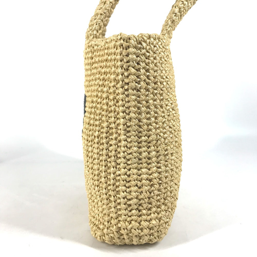 PRADA Handbag 1BG422 Raffia beige Basket Bag Straw Bag Crochet triangle logo triangle small lettering logo