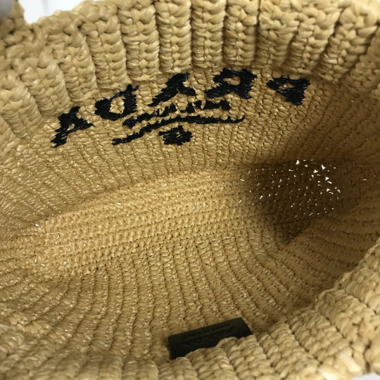 PRADA Handbag 1BG422 Raffia beige Basket Bag Straw Bag Crochet triangle logo triangle small lettering logo