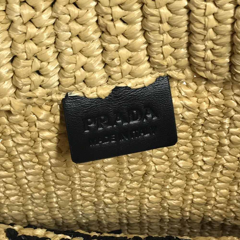 PRADA Handbag 1BG422 Raffia beige Basket Bag Straw Bag Crochet triangle logo triangle small lettering logo