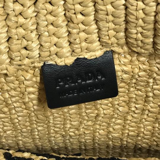 PRADA Handbag 1BG422 Raffia beige Basket Bag Straw Bag Crochet triangle logo triangle small lettering logo