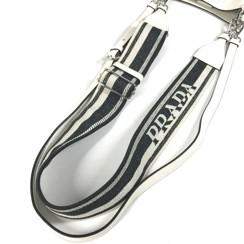 PRADA Shoulder Bag 1BH191 leather white logo Women Used Authentic