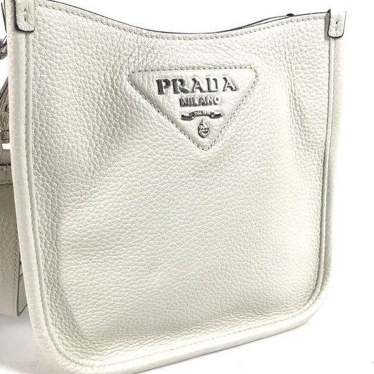 PRADA Shoulder Bag 1BH191 leather white logo Women Used Authentic