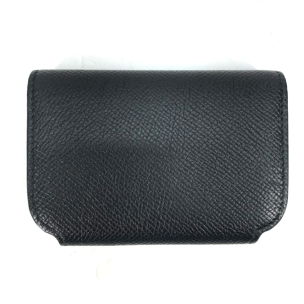 BALENCIAGA Card Case 594225 leather black Wallet logo Women Used Authentic