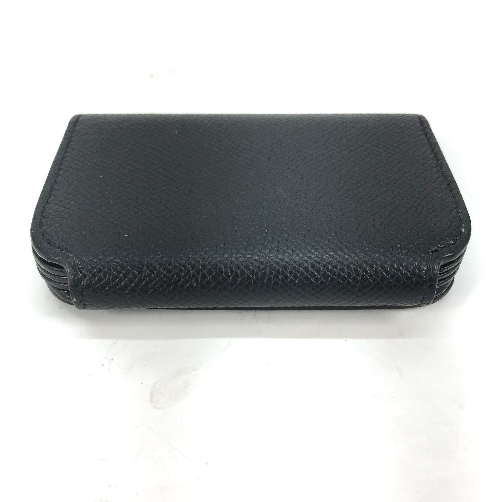 BALENCIAGA Card Case 594225 leather black Wallet logo Women Used Authentic