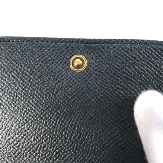 BALENCIAGA Card Case 594225 leather black Wallet logo Women Used Authentic