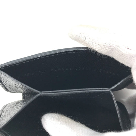 BALENCIAGA Card Case 594225 leather black Wallet logo Women Used Authentic
