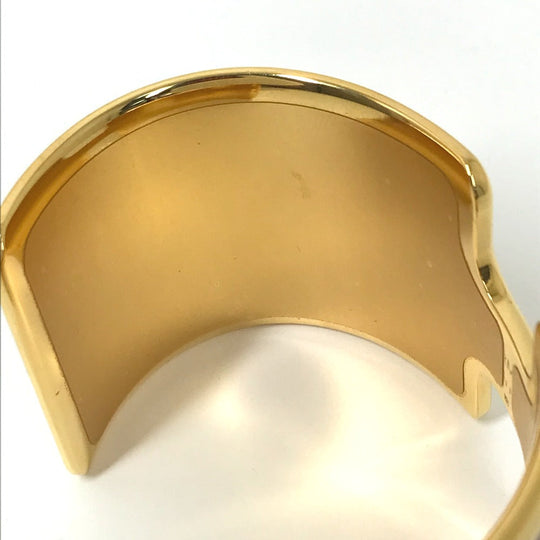 HERMES Bangle leather Brown x Gold bracelet Olympe Women Used Authentic