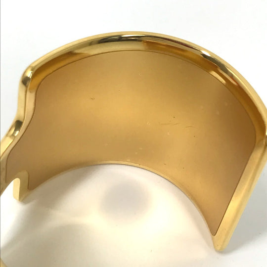 HERMES Bangle leather Brown x Gold bracelet Olympe Women Used Authentic