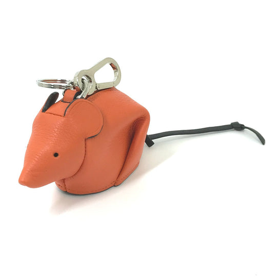 LOEWE charm leather Orange x Black animal collection mouse Women Used Authentic