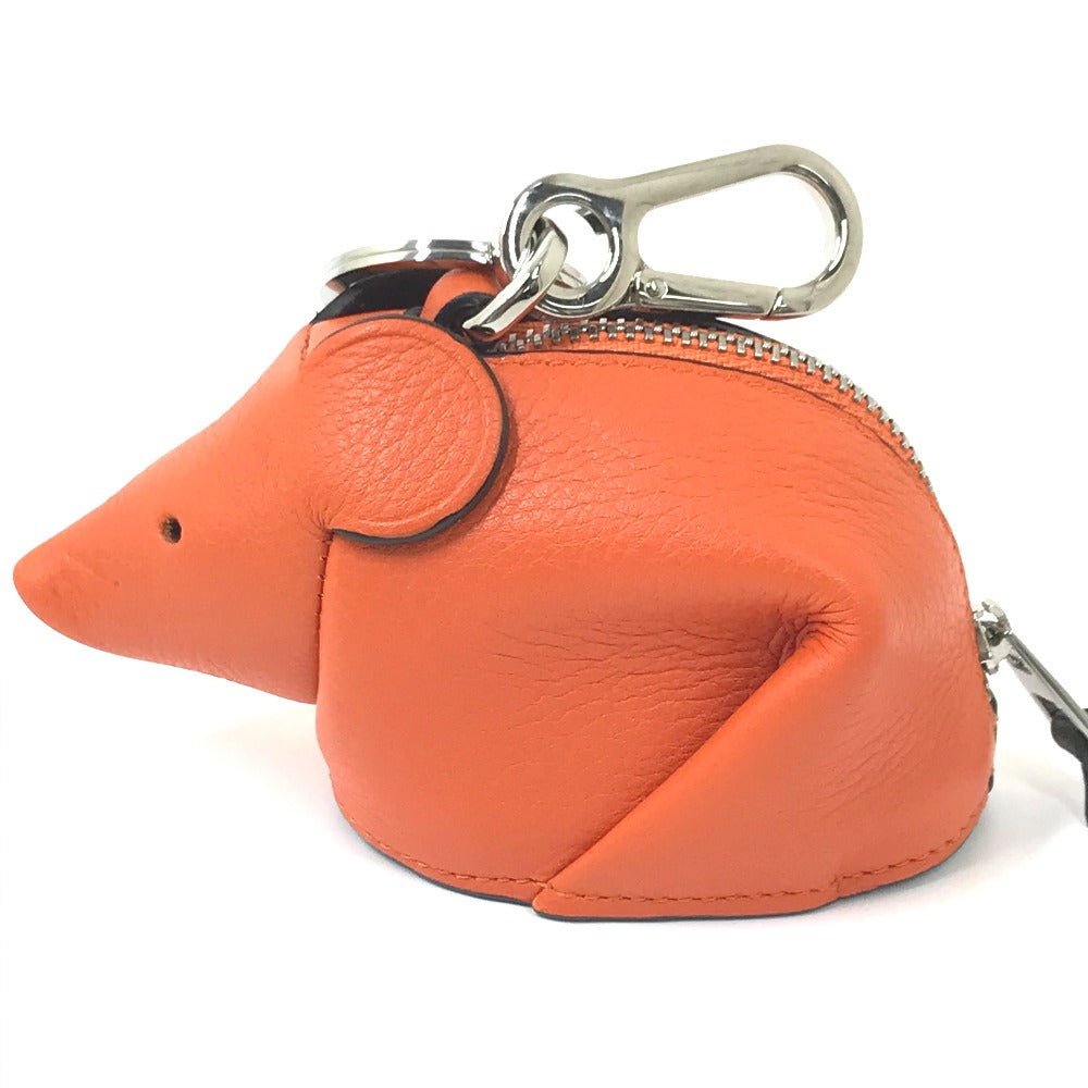 LOEWE charm leather Orange x Black animal collection mouse Women Used Authentic