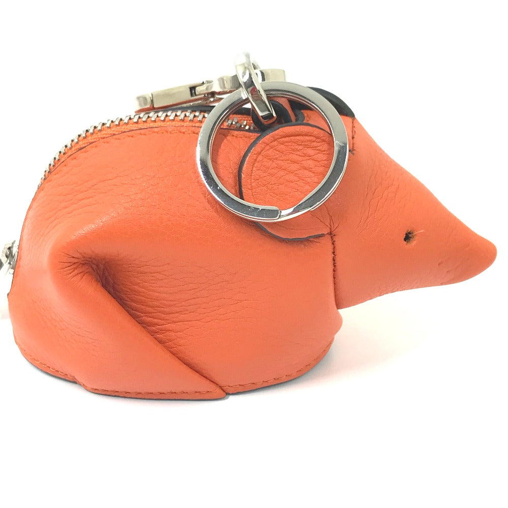 LOEWE charm leather Orange x Black animal collection mouse Women Used Authentic