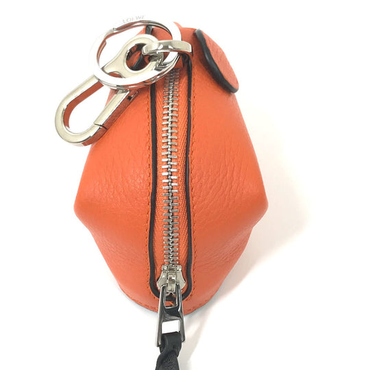 LOEWE charm leather Orange x Black animal collection mouse Women Used Authentic