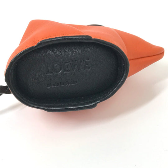 LOEWE charm leather Orange x Black animal collection mouse Women Used Authentic