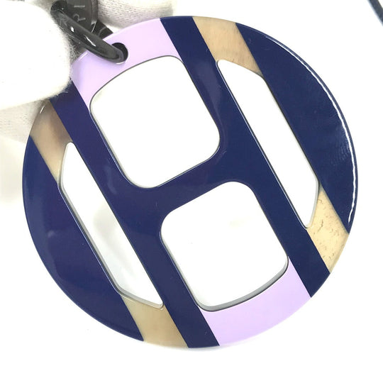 HERMES Necklace Buffalo horn Purple x blue Buffalo horn Equipe Women Used Authentic