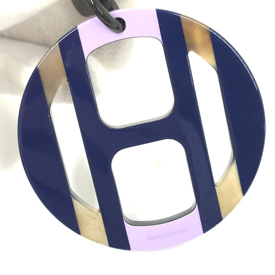 HERMES Necklace Buffalo horn Purple x blue Buffalo horn Equipe Women Used Authentic