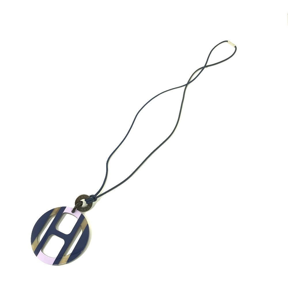 HERMES Necklace Buffalo horn Purple x blue Buffalo horn Equipe Women Used Authentic