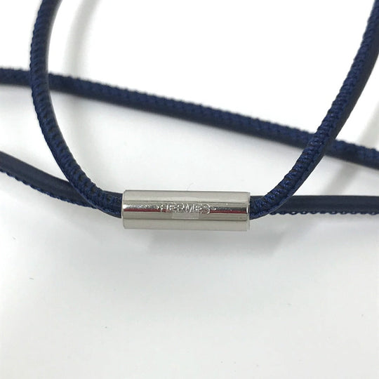 HERMES Necklace Buffalo horn Purple x blue Buffalo horn Equipe Women Used Authentic