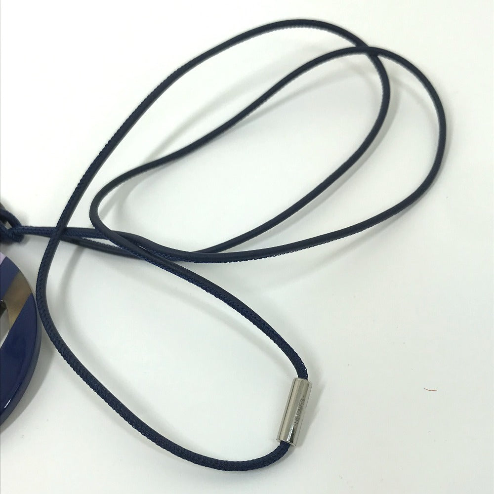 HERMES Necklace Buffalo horn Purple x blue Buffalo horn Equipe Women Used Authentic
