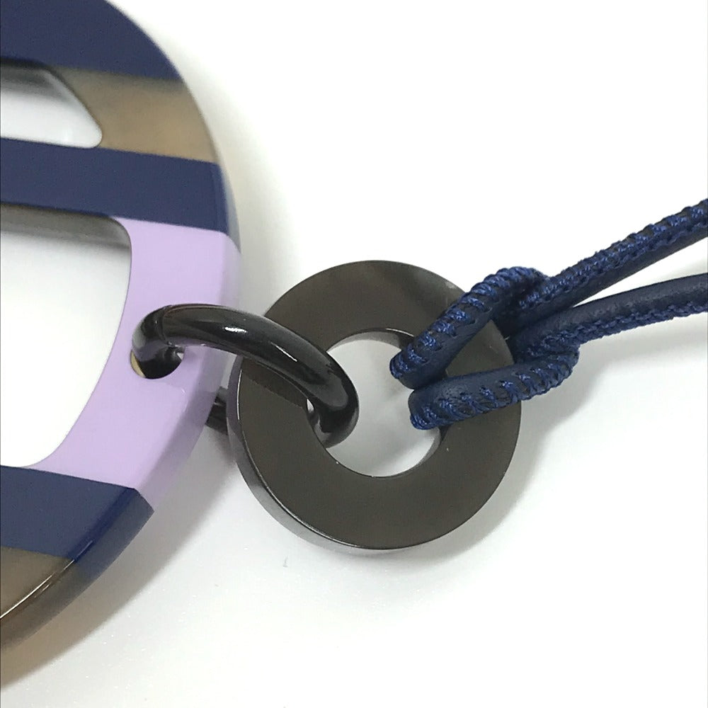 HERMES Necklace Buffalo horn Purple x blue Buffalo horn Equipe Women Used Authentic