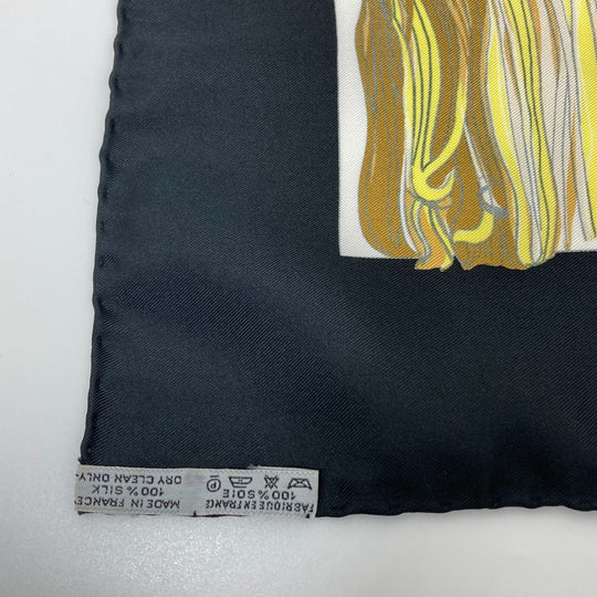 HERMES scarf silk Navy Pasementerie string decoration Carre90 Women Secondhand Authentic
