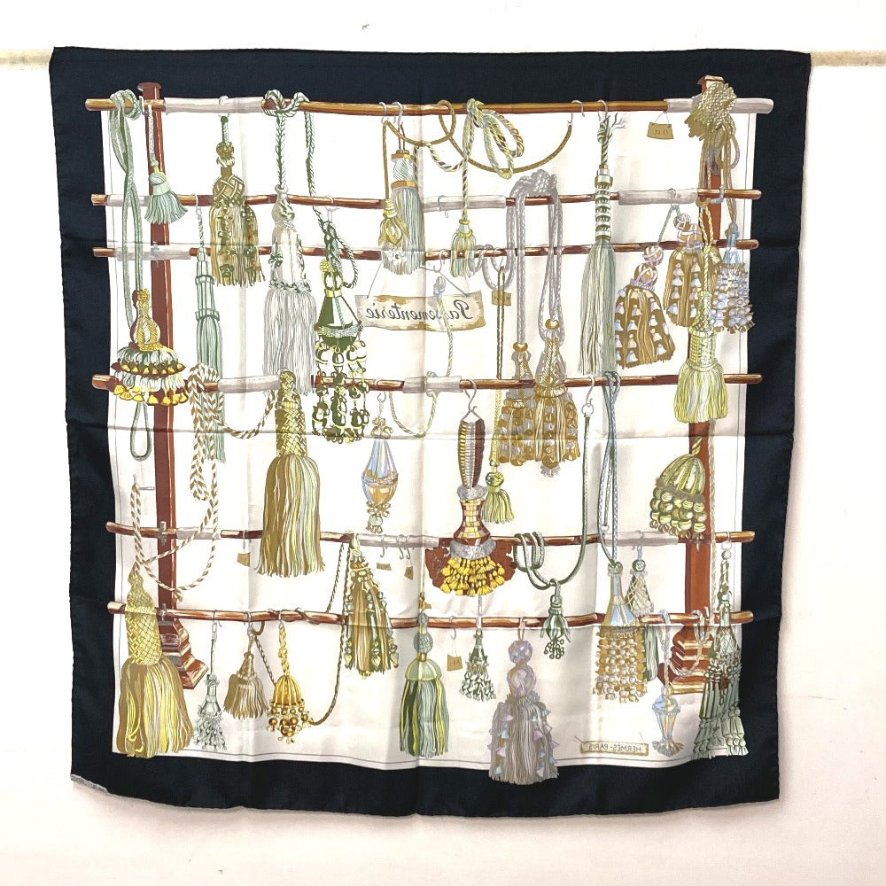 HERMES scarf silk Navy Pasementerie string decoration Carre90 Women Secondhand Authentic