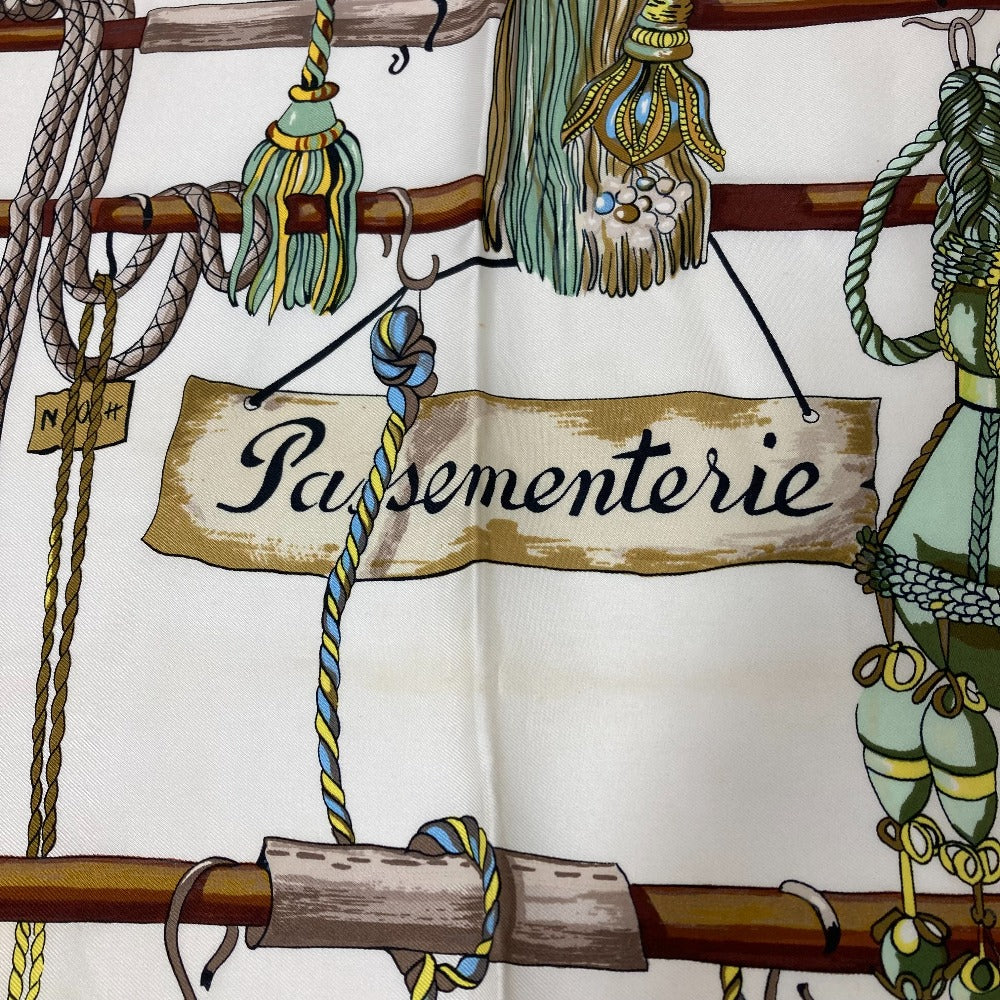 HERMES scarf silk Navy Pasementerie string decoration Carre90 Women Secondhand Authentic
