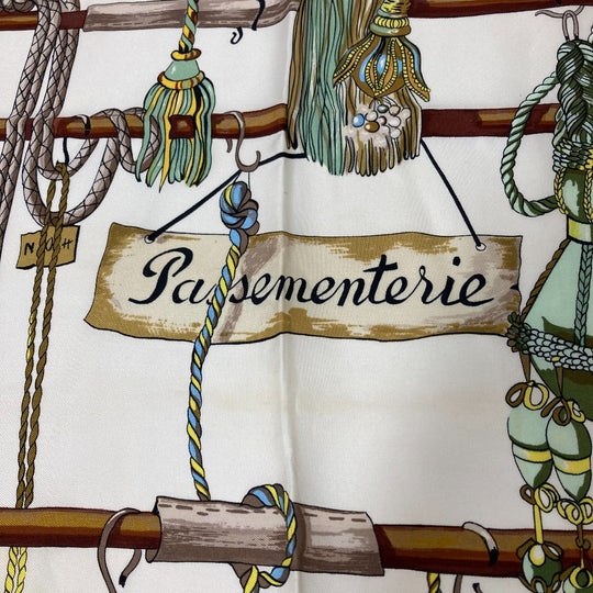 HERMES scarf silk Navy Pasementerie string decoration Carre90 Women Secondhand Authentic