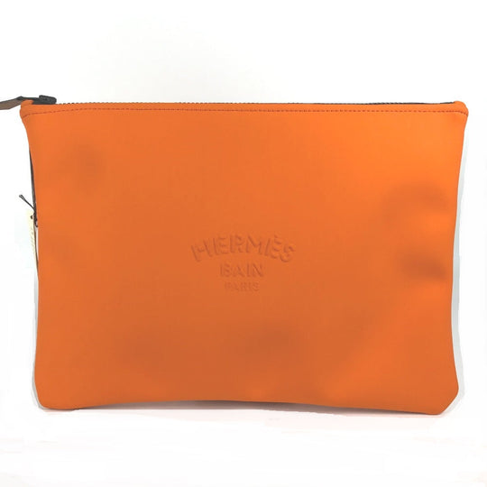 HERMES Clutch bag polyamide Orange accessory case Neovan GM Women Used Authentic