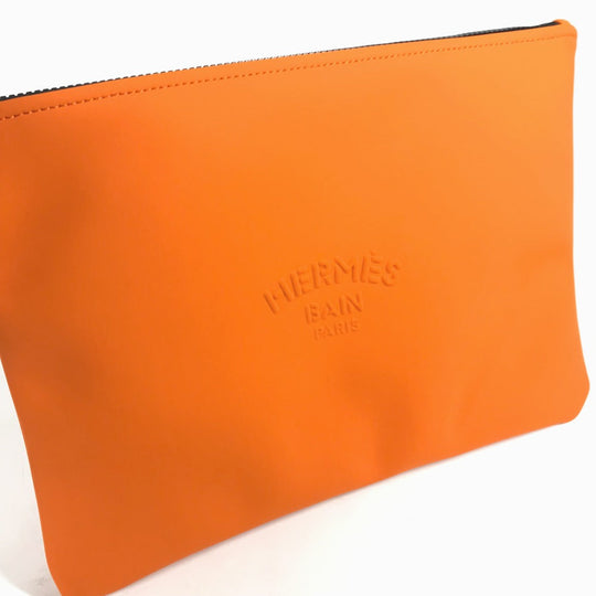 HERMES Clutch bag polyamide Orange accessory case Neovan GM Women Used Authentic