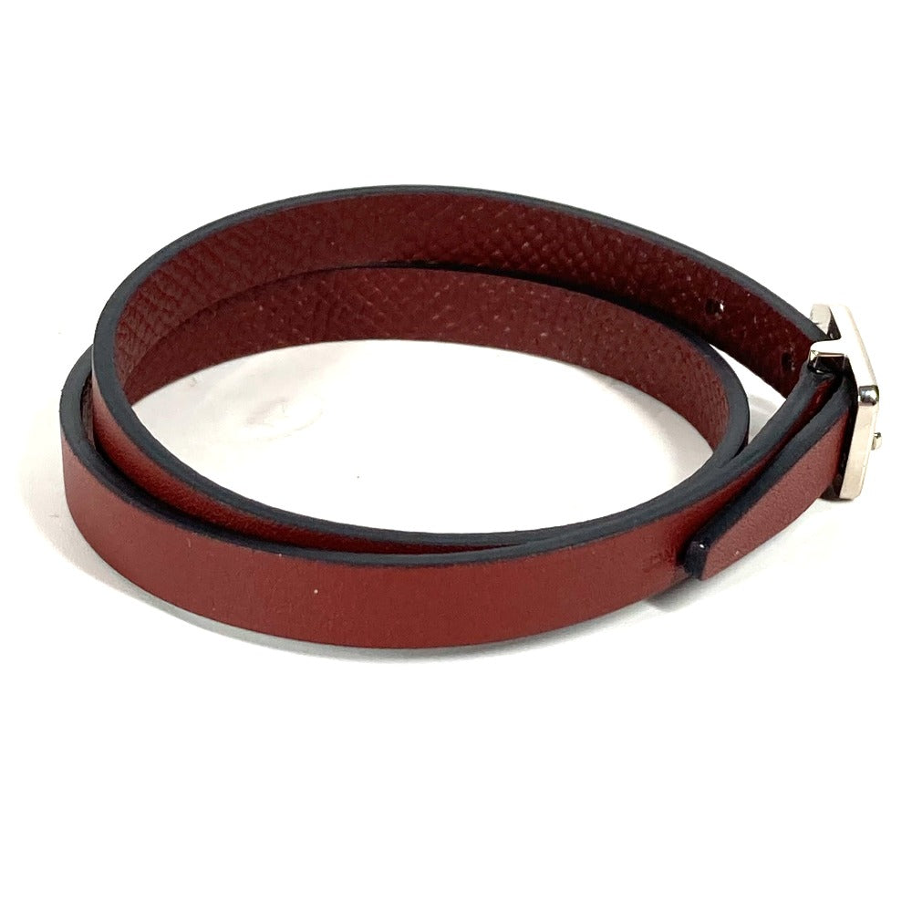 HERMES bracelet leather Brown Bracelet Paddock Double Tour Women Used Authentic