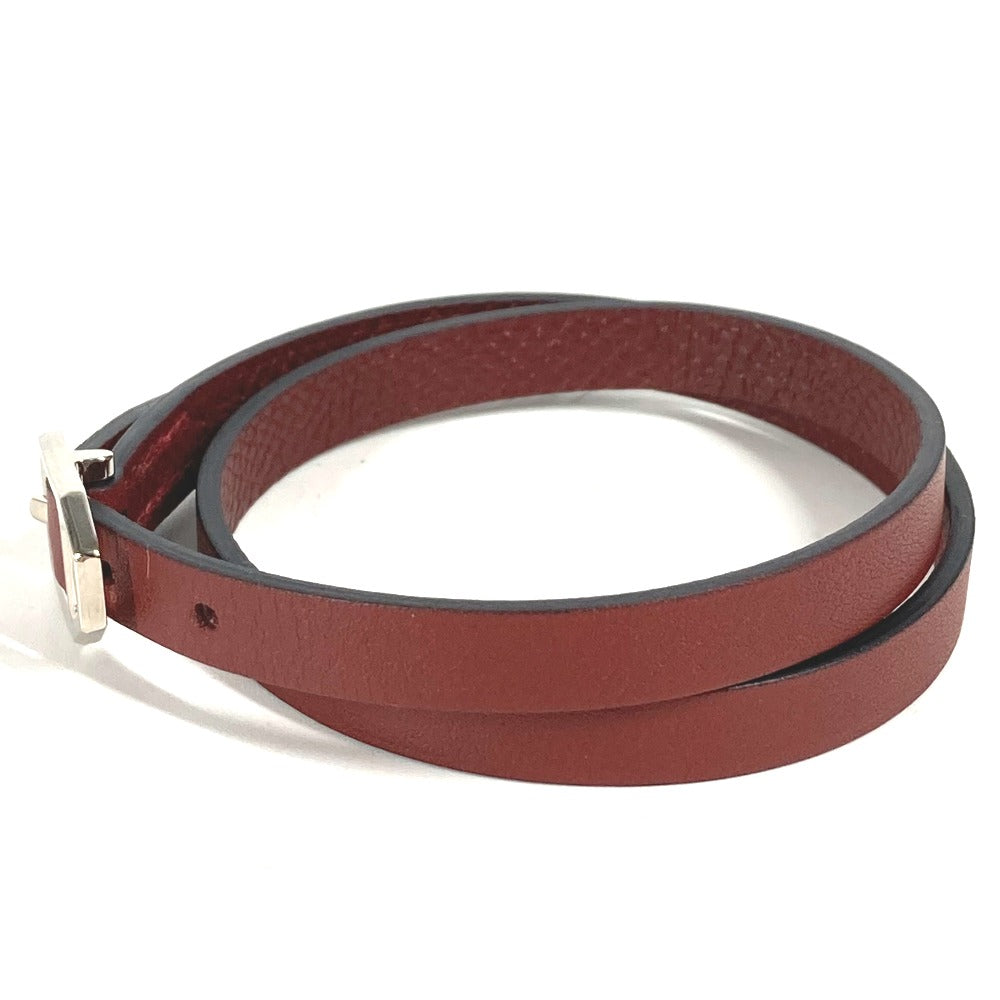 HERMES bracelet leather Brown Bracelet Paddock Double Tour Women Used Authentic