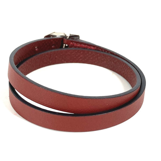 HERMES bracelet leather Brown Bracelet Paddock Double Tour Women Used Authentic