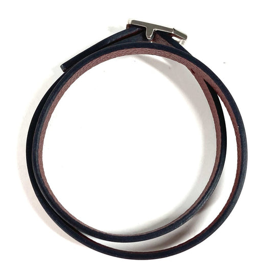 HERMES bracelet leather Brown Bracelet Paddock Double Tour Women Used Authentic