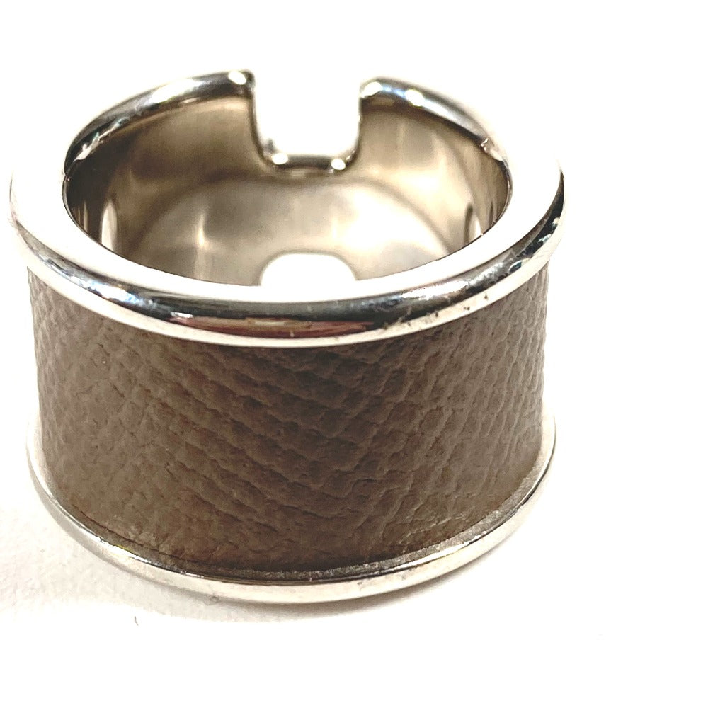 HERMES Ring leather gray Olympe Women XS Used Authentic