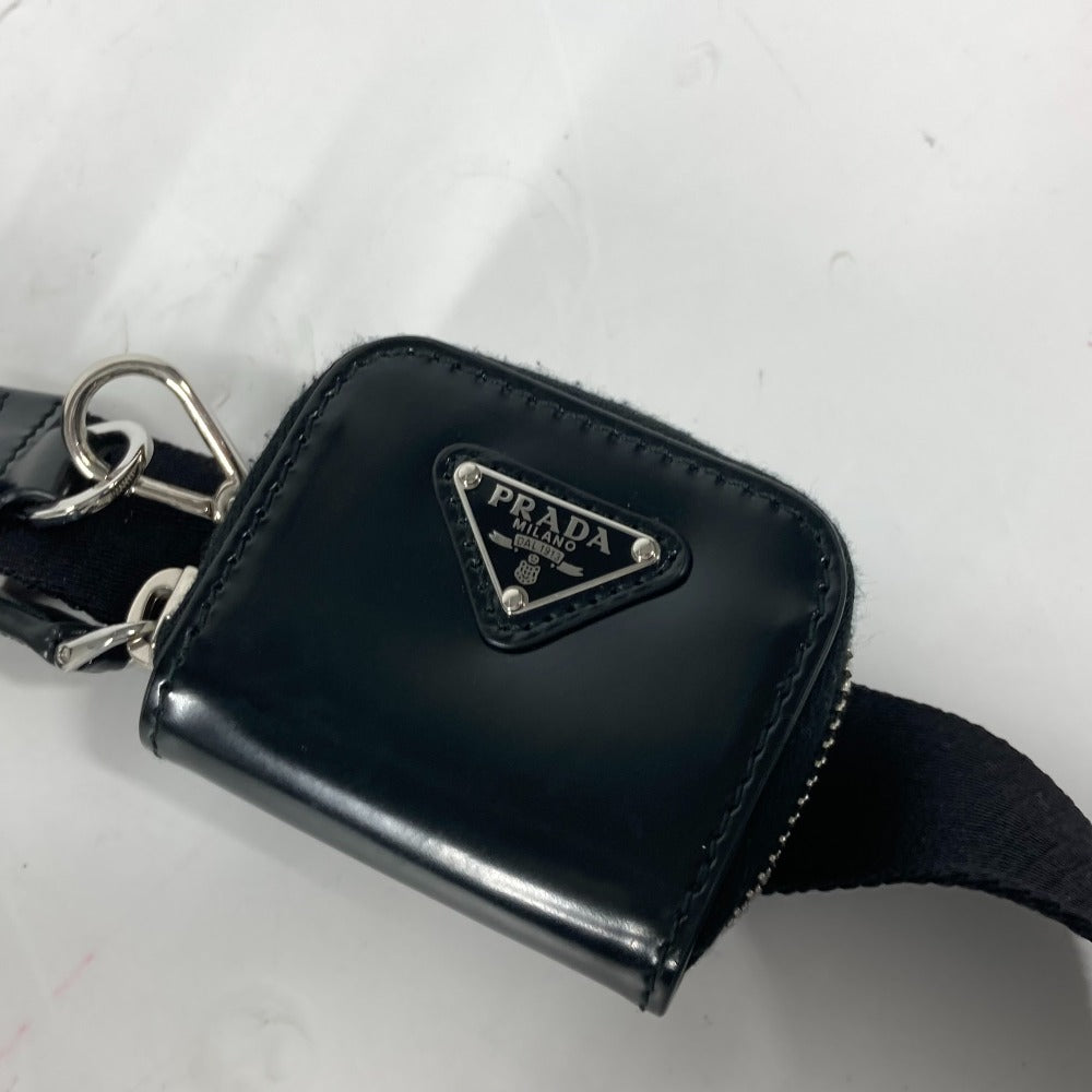 PRADA Shoulder Bag 2VH172 Leather / nylon black With porch Triangle logo plate