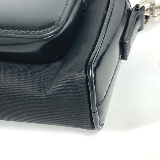PRADA Shoulder Bag 2VH172 Leather / nylon black With porch Triangle logo plate
